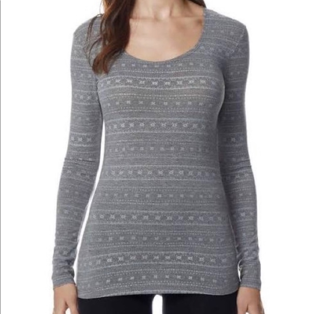 Women’s 32 Degrees Heat Long Sleeve Scoop Neck. Medium. Gray Snowflake NIP